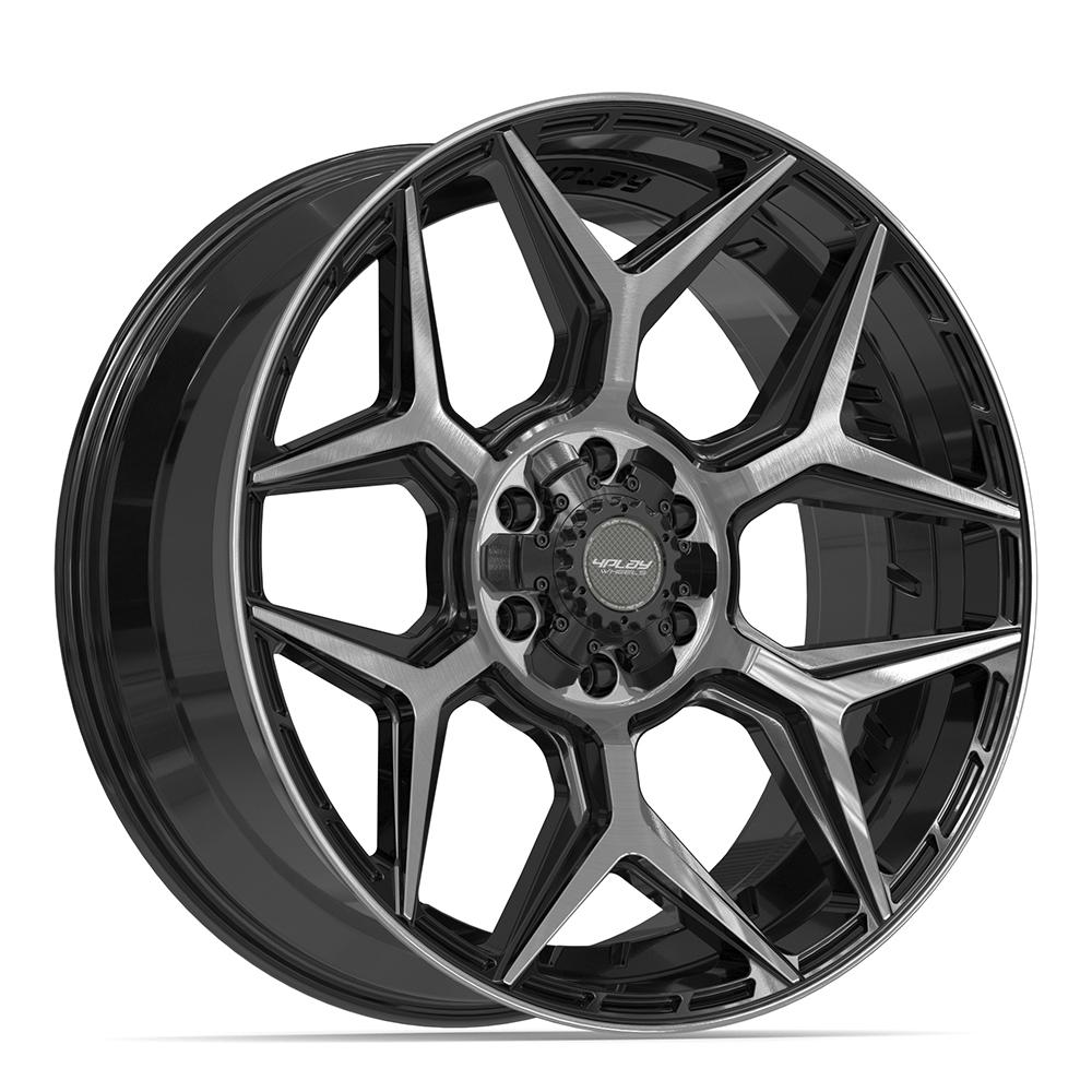 4PLAY 4P06 22x9 6x135 + 6x139.7 12et Gloss Black Brushed with Tinted Clear Wheel