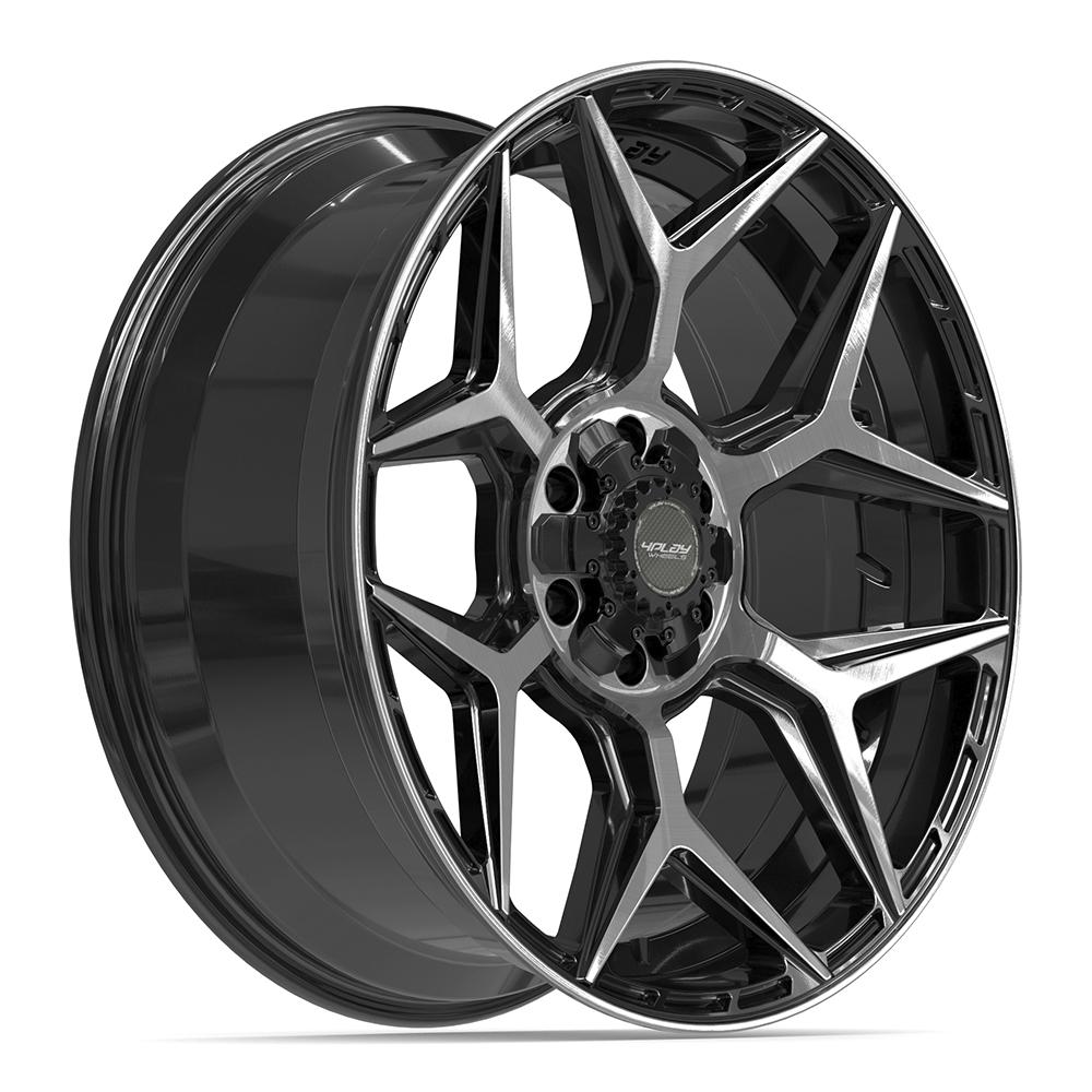 4PLAY 4P06 22x9 6x135 + 6x139.7 12et Gloss Black Brushed with Tinted Clear Wheel - View 3