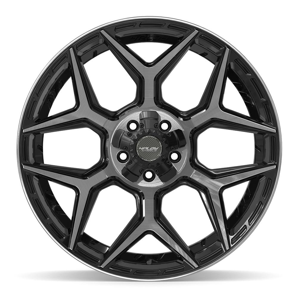 4PLAY 4P06 22x10 5x127 + 5x139.7 -18et Gloss Black Brushed with Tinted Clear Wheel - View 2