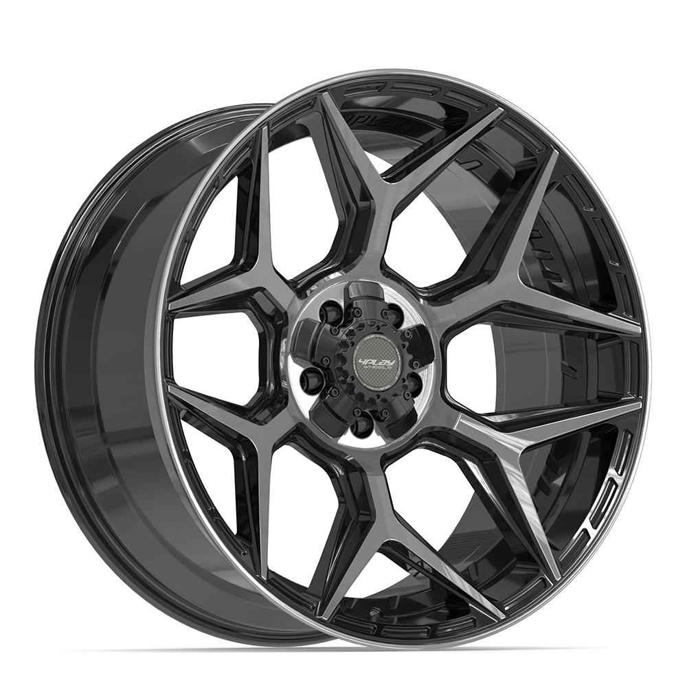 4PLAY 4P06 22x10 5x127 + 5x139.7 -18et Gloss Black Brushed with Tinted Clear Wheel