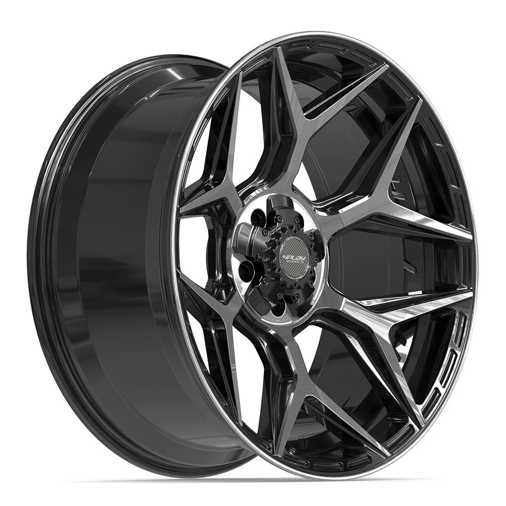 4PLAY 4P06 22x10 5x127 + 5x139.7 -18et Gloss Black Brushed with Tinted Clear Wheel - View 3