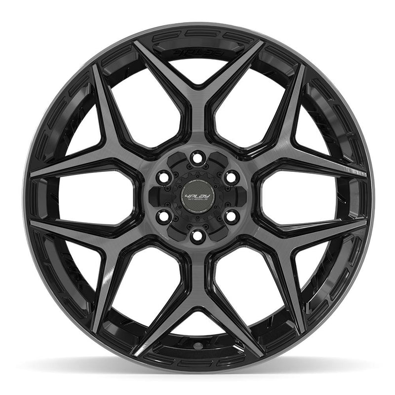4PLAY 4P06 22x12 6x135 + 6x139.7 -44et Gloss Black Brushed with Tinted Clear Wheel - View 2
