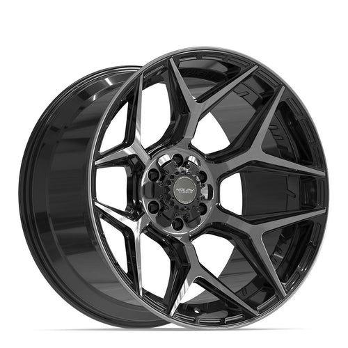 4PLAY 4P06 22x12 6x135 + 6x139.7 -44et Gloss Black Brushed with Tinted Clear Wheel