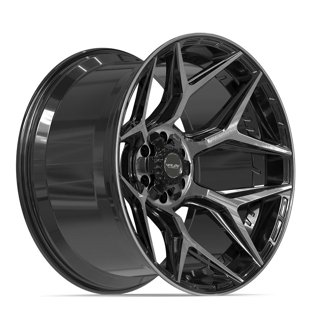 4PLAY 4P06 22x12 6x135 + 6x139.7 -44et Gloss Black Brushed with Tinted Clear Wheel - View 3