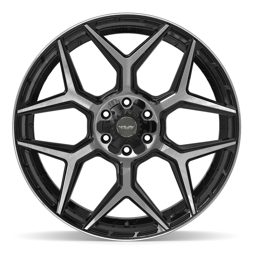 4PLAY 4P06 24x10 6x135 + 6x139.7 18et Gloss Black Brushed with Tinted Clear Wheel - View 2