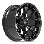 4PLAY 4P43 22x10 6x135 + 6x139.7 -18et Gloss Black Brushed with Tinted Clear Wheel - View 3