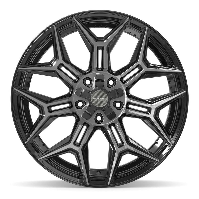 4PLAY 4P44 22x10 5x127 + 5x139.7 -18et Gloss Black Brushed with Tinted Clear Wheel - View 2