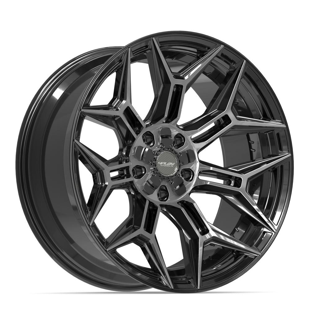 4PLAY 4P44 22x10 5x127 + 5x139.7 -18et Gloss Black Brushed with Tinted Clear Wheel