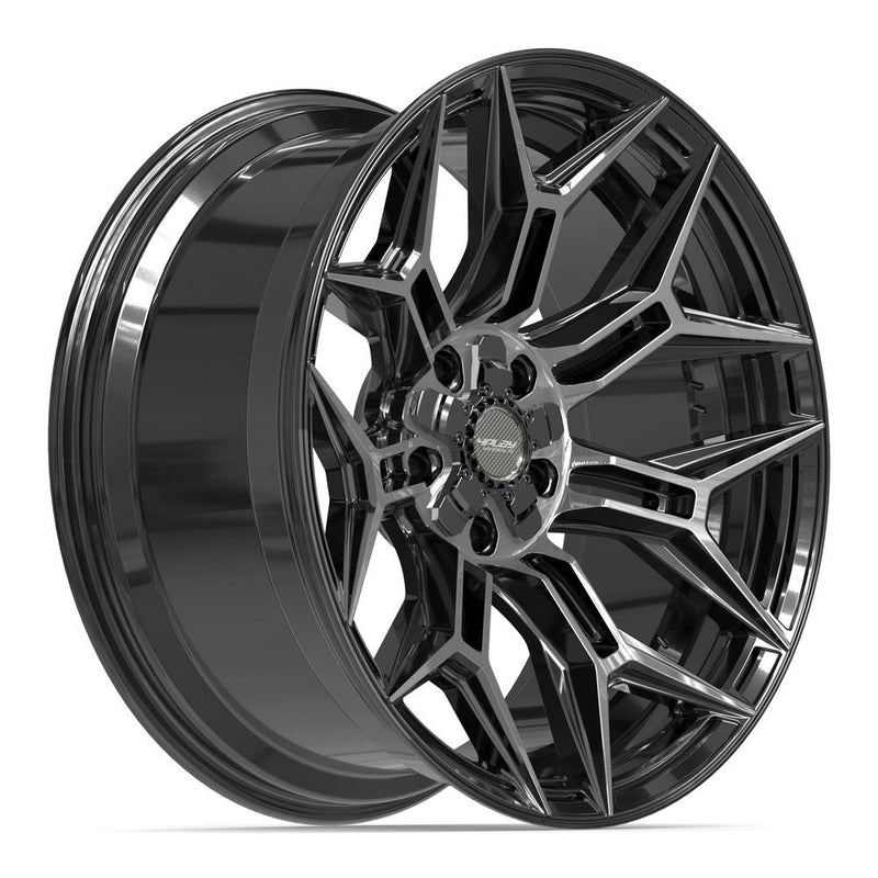 4PLAY 4P44 22x10 5x127 + 5x139.7 -18et Gloss Black Brushed with Tinted Clear Wheel - View 3