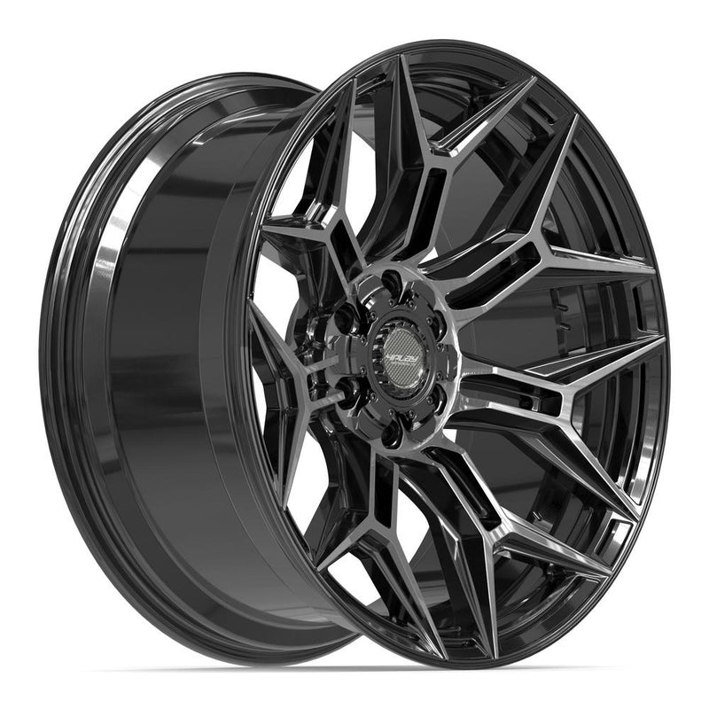 4PLAY 4P44 22x10 6x135 + 6x139.7 -18et Gloss Black Brushed with Tinted Clear Wheel - View 3