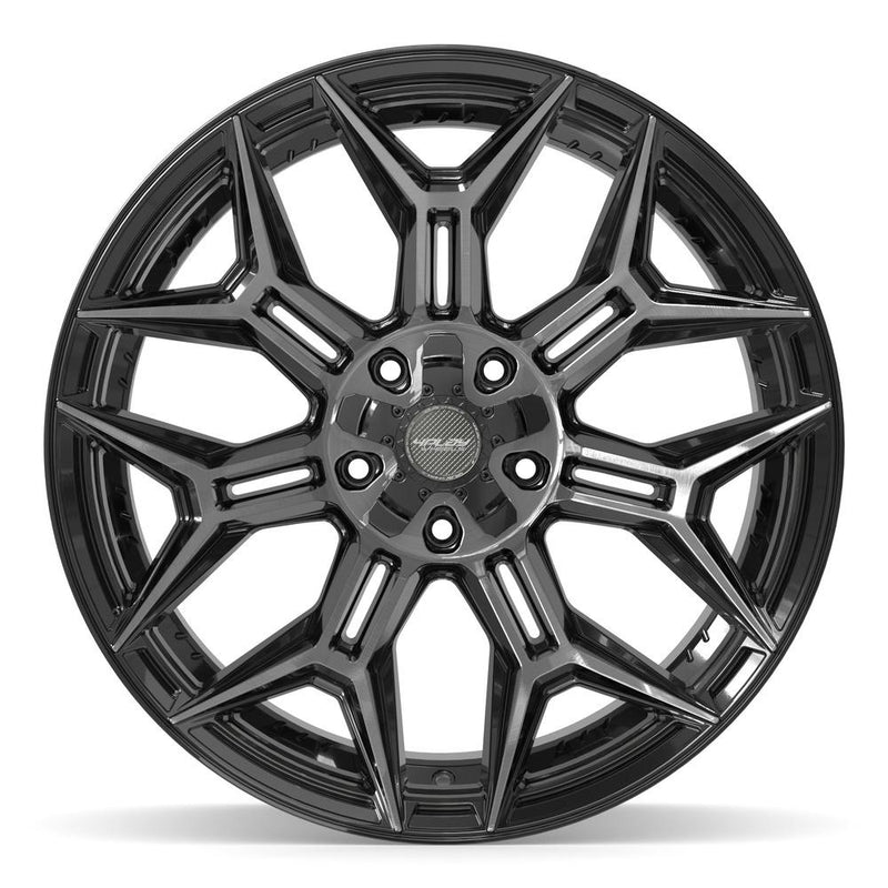 4PLAY 4P44 22x12 5x127 + 5x139.7 -44et Gloss Black Brushed with Tinted Clear Wheel - View 2