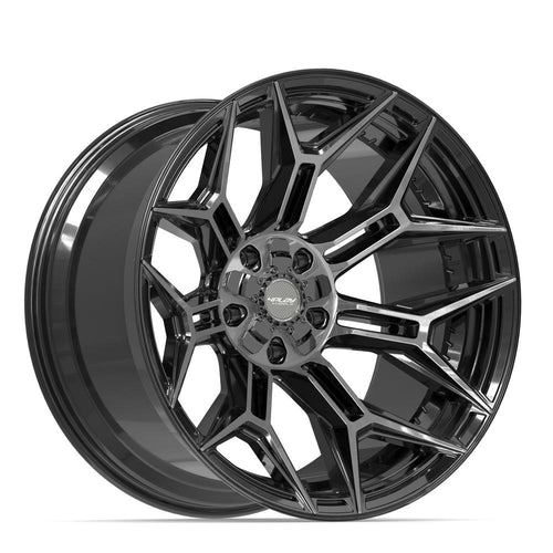 4PLAY 4P44 22x12 5x127 + 5x139.7 -44et Gloss Black Brushed with Tinted Clear Wheel
