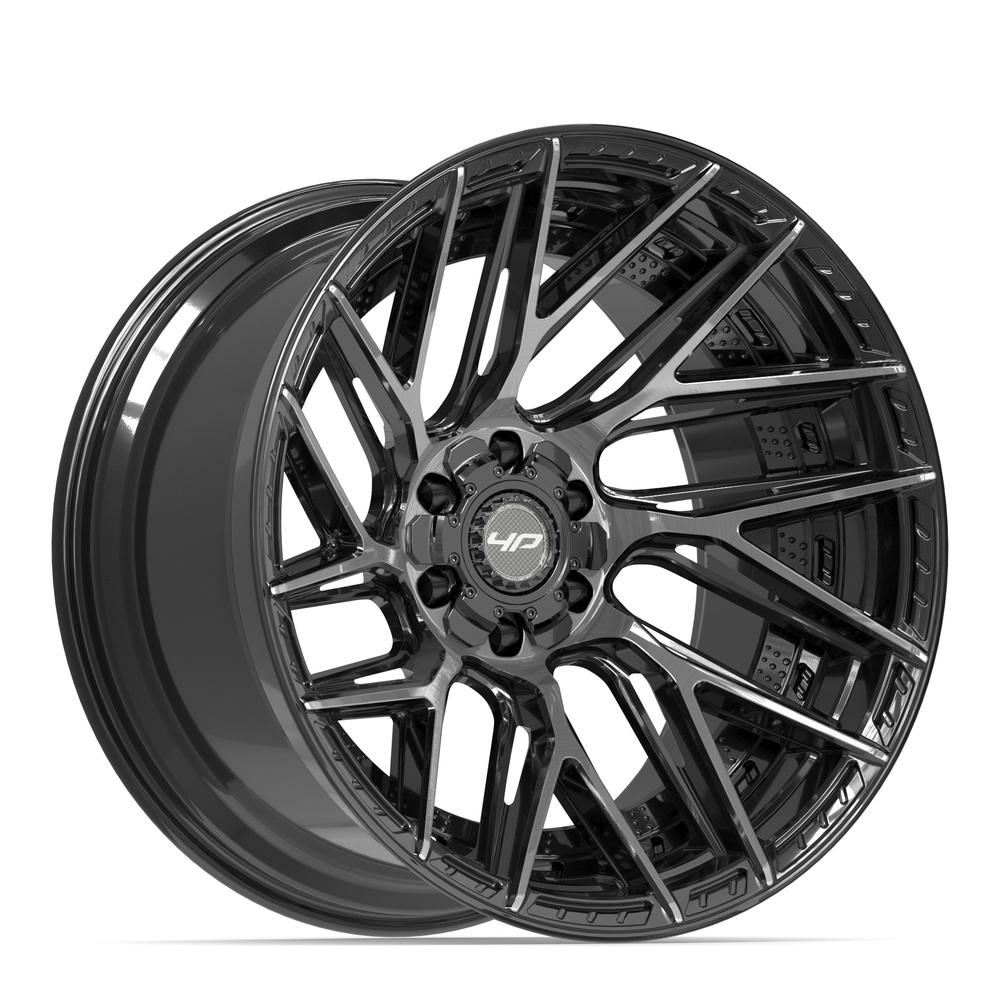4PLAY 4P45 22x12 6x135 + 6x139.7 -44et Gloss Black Brushed with Tinted Clear Wheel