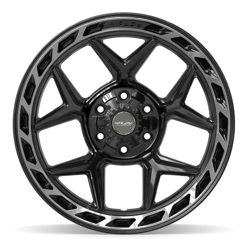 4PLAY 4P55 20x10 6x135 + 6x139.7 -18et Gloss Black Brushed with Tinted Clear Wheel - View 2
