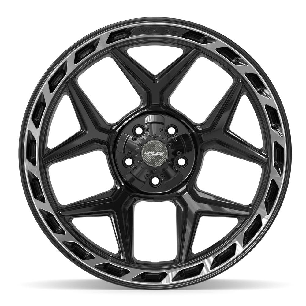 4PLAY 4P55 22x10 5x127 + 5x139.7 -18et Gloss Black Brushed with Tinted Clear Wheel - View 2