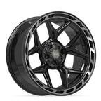 4PLAY 4P55 22x10 5x127 + 5x139.7 -18et Gloss Black Brushed with Tinted Clear Wheel