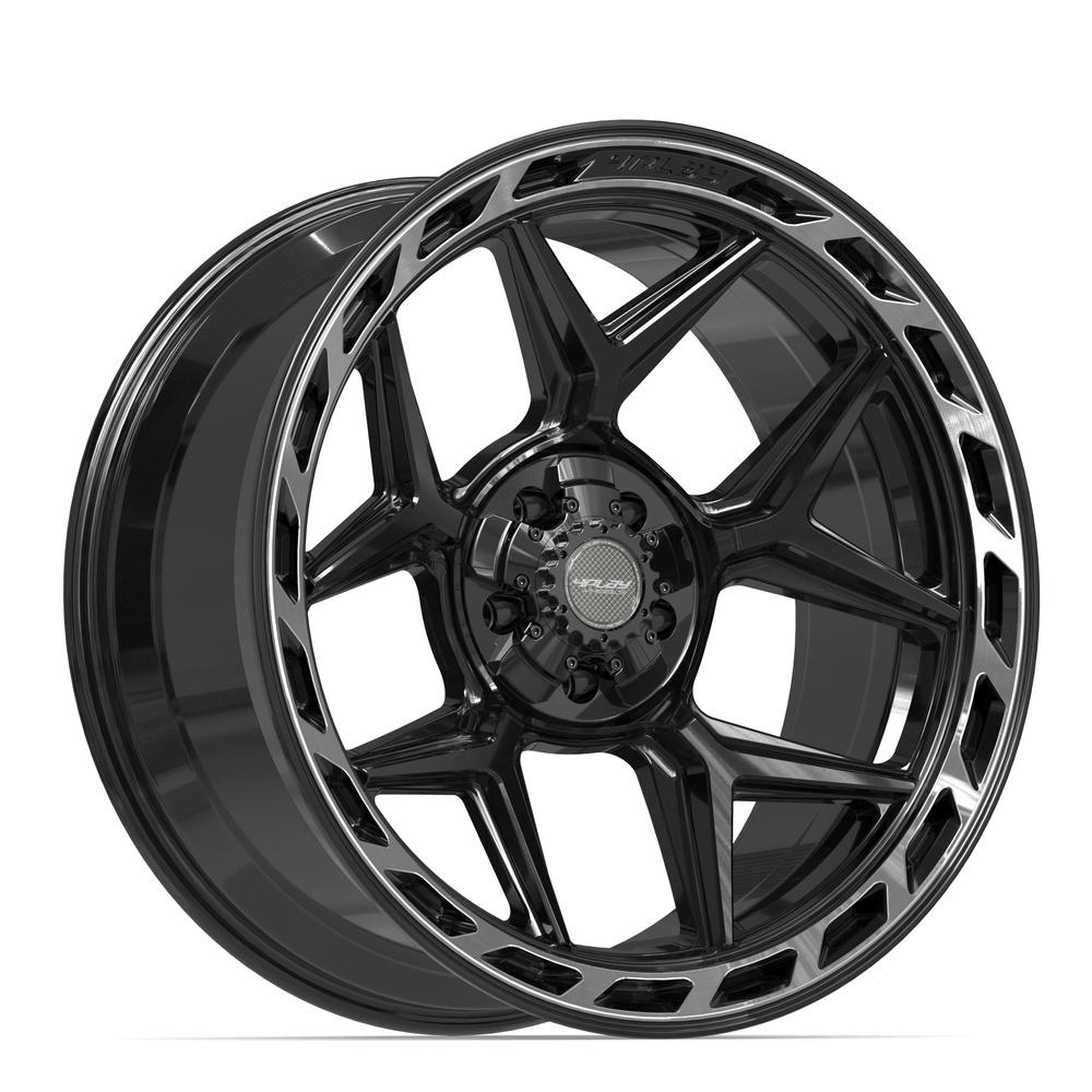 4PLAY 4P55 22x10 5x127 + 5x139.7 -18et Gloss Black Brushed with Tinted Clear Wheel