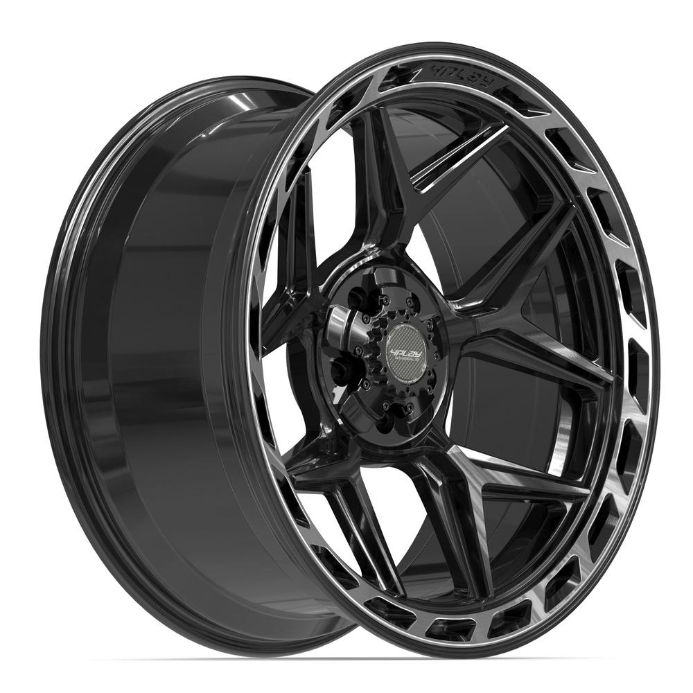 4PLAY 4P55 22x10 5x127 + 5x139.7 -18et Gloss Black Brushed with Tinted Clear Wheel - View 3