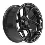 4PLAY 4P55 22x10 5x127 + 5x139.7 -18et Gloss Black Brushed with Tinted Clear Wheel - View 3