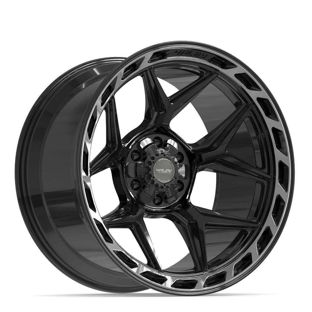 4PLAY 4P55 22x12 6x135 + 6x139.7 -44et Gloss Black Brushed with Tinted Clear Wheel