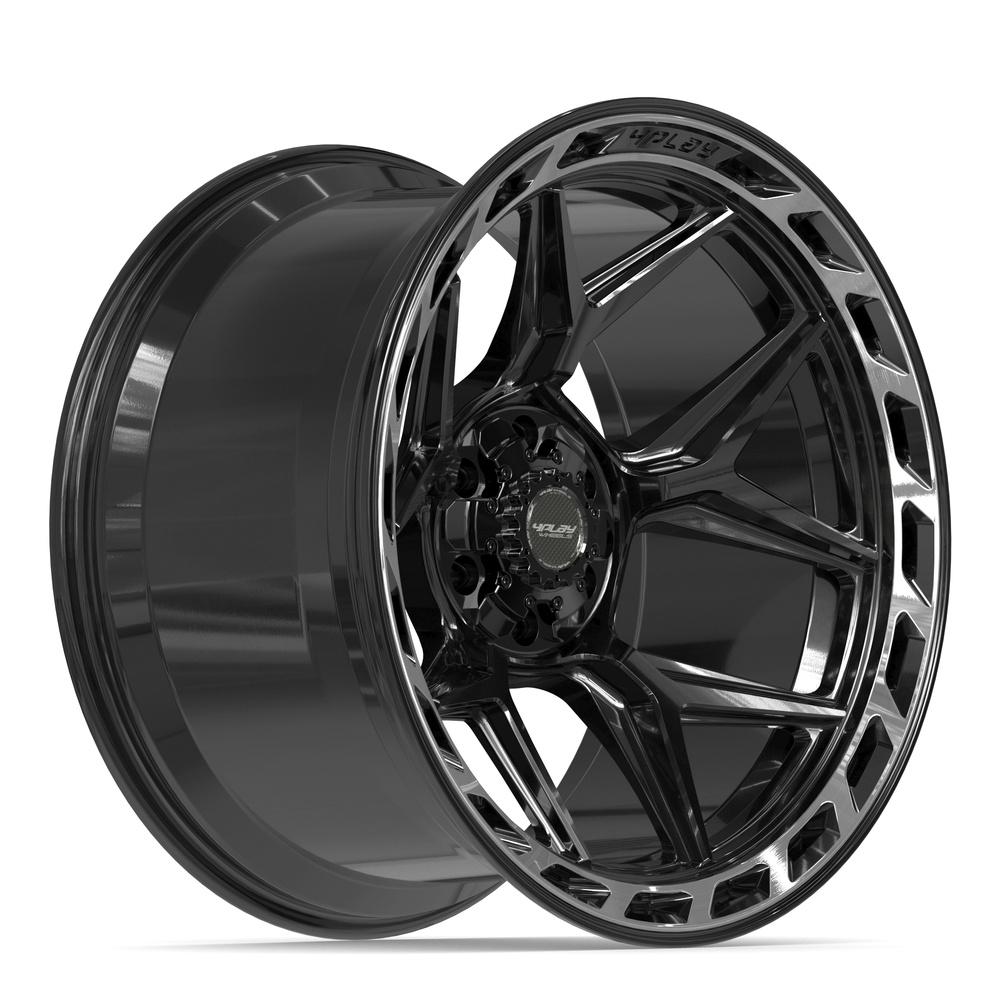 4PLAY 4P55 22x12 6x135 + 6x139.7 -44et Gloss Black Brushed with Tinted Clear Wheel - View 3