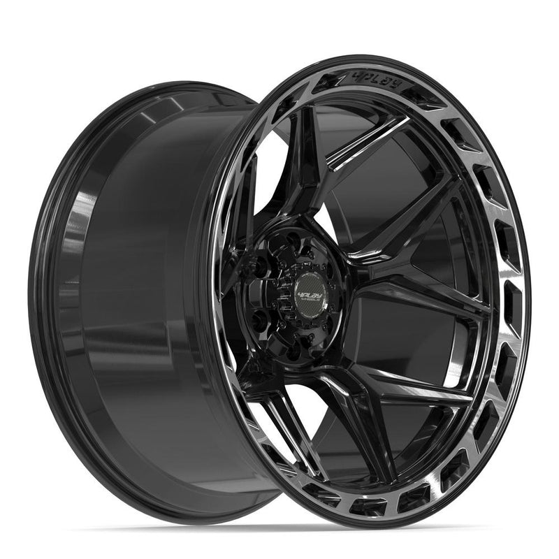 4PLAY 4P55 22x12 6x135 + 6x139.7 -44et Gloss Black Brushed with Tinted Clear Wheel - View 3