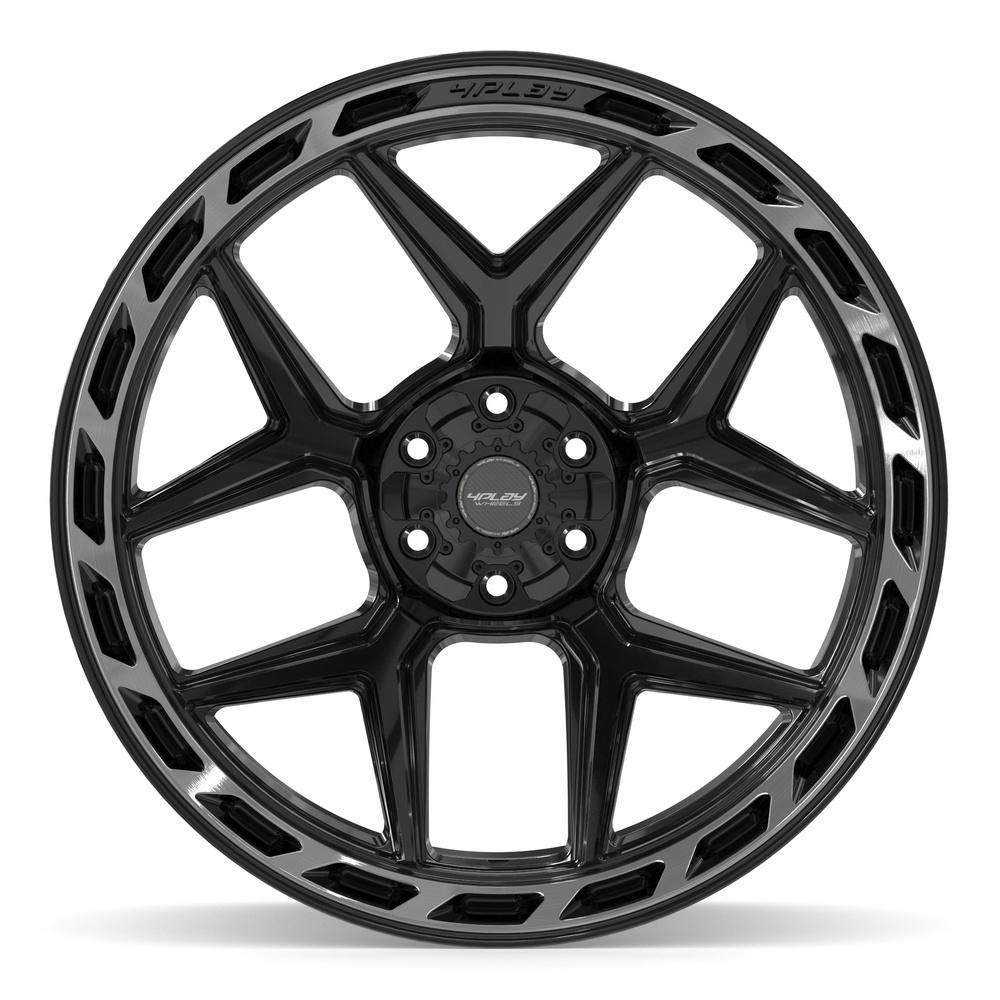 4PLAY 4P55 24x12 6x135 + 6x139.7 -44et Gloss Black Brushed with Tinted Clear Wheel - View 2
