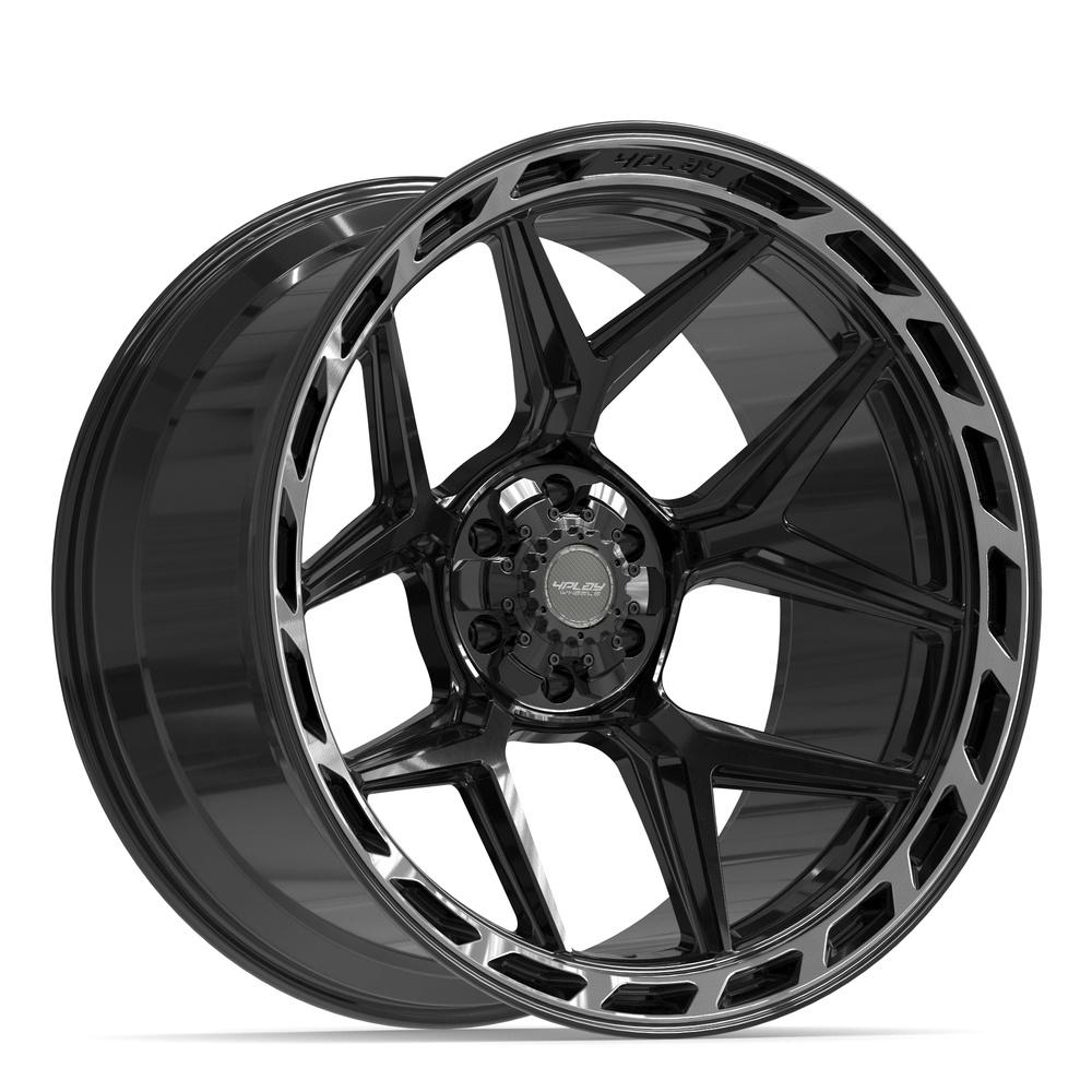 4PLAY 4P55 24x12 6x135 + 6x139.7 -44et Gloss Black Brushed with Tinted Clear Wheel