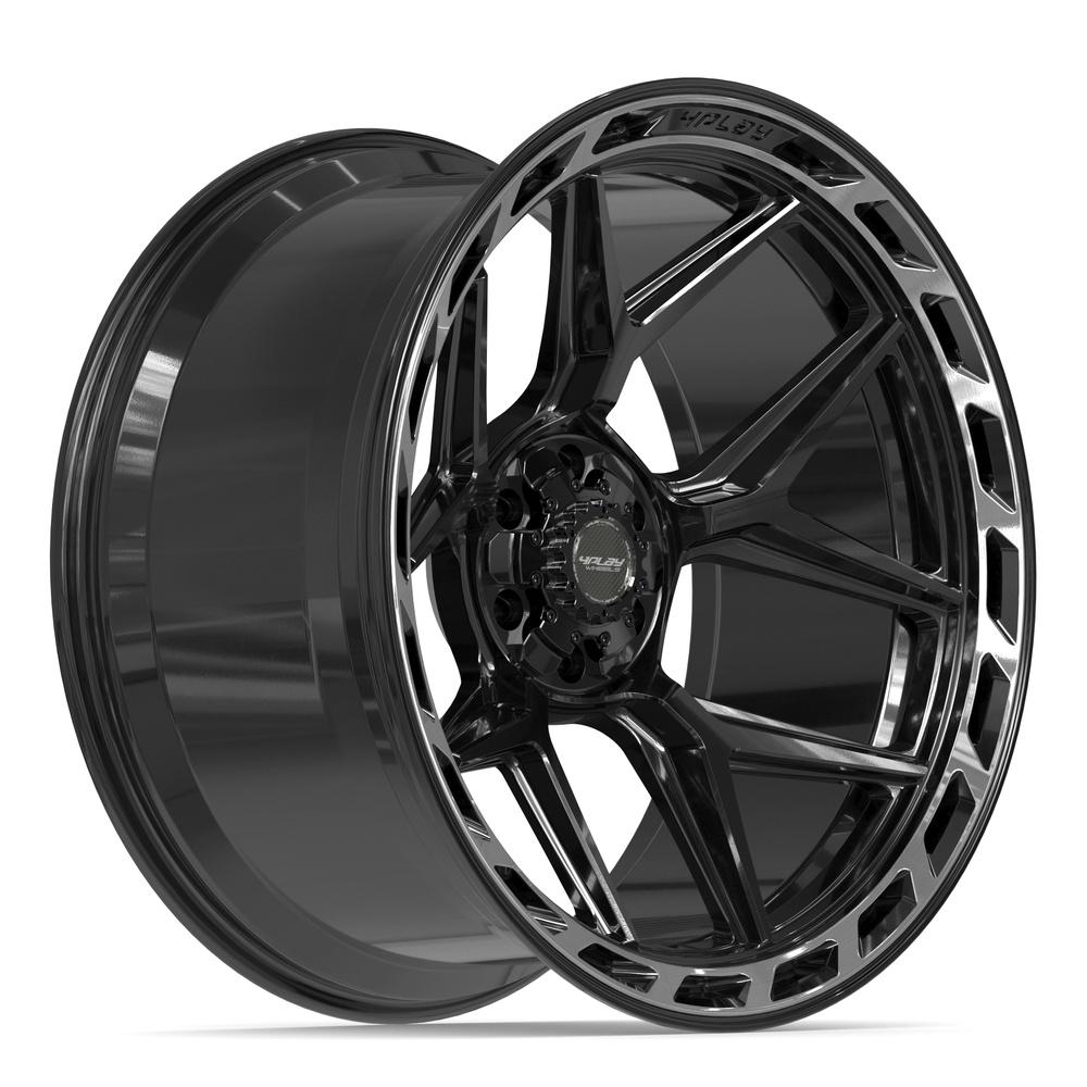 4PLAY 4P55 24x12 6x135 + 6x139.7 -44et Gloss Black Brushed with Tinted Clear Wheel - View 3