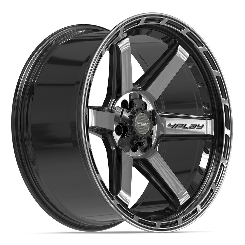 4PLAY 4P63 22x10 5x127 + 5x139.7 -18et Gloss Black Brushed with Tinted Clear Wheel - View 3