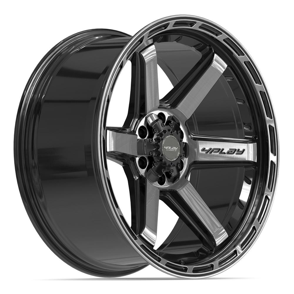 4PLAY 4P63 22x10 6x135 + 6x139.7 -18et Gloss Black Brushed with Tinted Clear Wheel - View 3