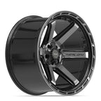 4PLAY 4P63 22x12 5x127 + 5x139.7 -44et Gloss Black Brushed with Tinted Clear Wheel - View 3