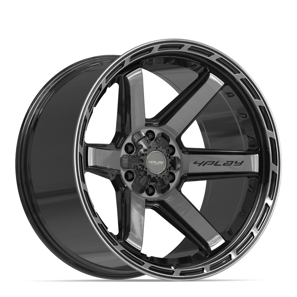 4PLAY 4P63 22x12 6x135 + 6x139.7 -44et Gloss Black Brushed with Tinted Clear Wheel