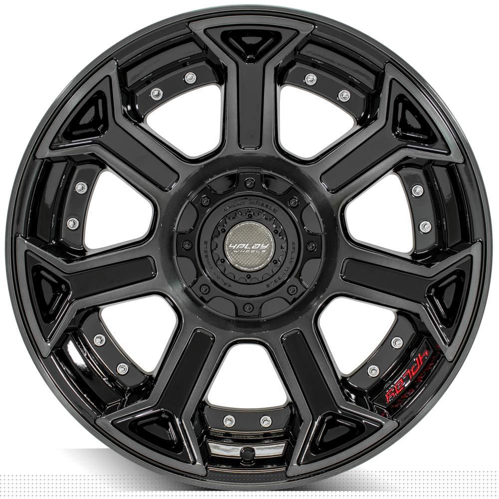 22x10 4PLAY Wheel for Ram-Dodge-Jeep-GM-Ford 4P70 Brushed Black Rim - View 2
