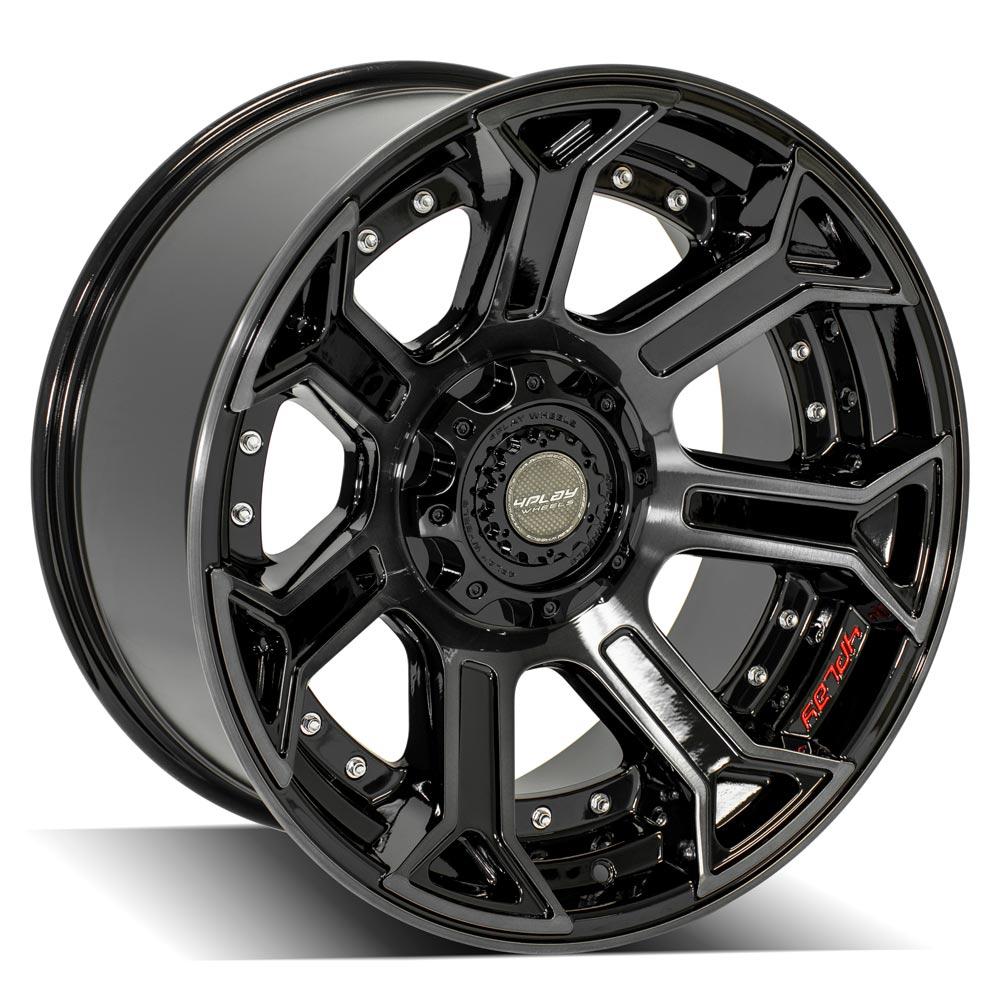 22x10 4PLAY Wheel for Ram-Dodge-Jeep-GM-Ford 4P70 Brushed Black Rim - View 3