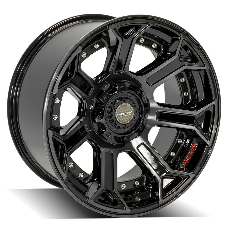 22x10 4PLAY Wheel for Ram-Dodge-Jeep-GM-Ford 4P70 Brushed Black Rim - View 3