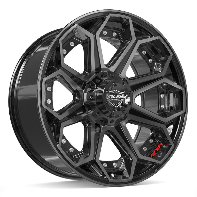 4PLAY 4P80R 20x9 6x135 + 6x139.7 0et Gloss Black Brushed with Tinted Clear Wheel
