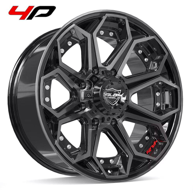 4PLAY 4P80R 20x9 8x180 0et Gloss Black Brushed with Tinted Clear Wheel