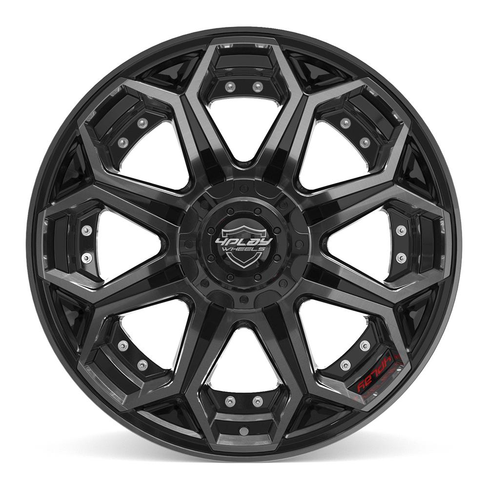 4PLAY 4P80R 20x10 6x135 + 6x139.7 -18et Gloss Black Brushed with Tinted Clear Wheel - View 2
