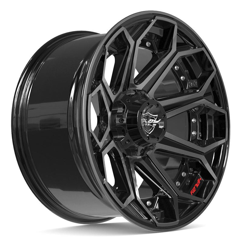 4PLAY 4P80R 20x10 6x135 + 6x139.7 -18et Gloss Black Brushed with Tinted Clear Wheel - View 3