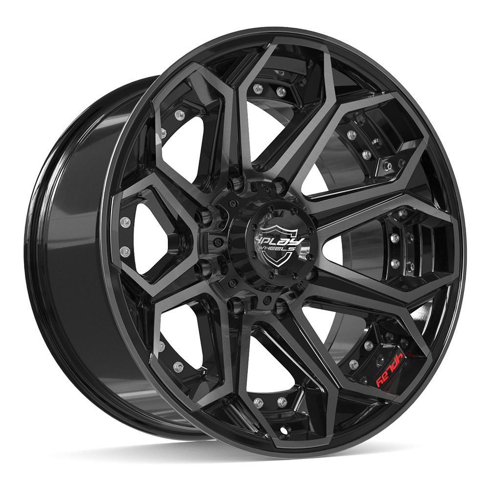 4PLAY 4P80R 20x10 8x180 -24et Gloss Black Brushed with Tinted Clear Wheel