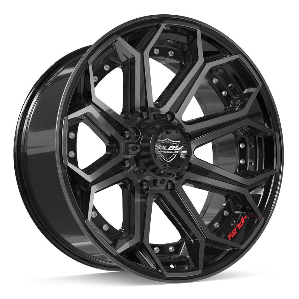 4PLAY 4P80R 22x10 8x180 -24et Gloss Black Brushed with Tinted Clear Wheel