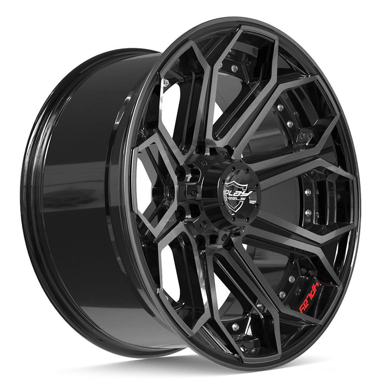 4PLAY 4P80R 22x10 8x180 -24et Gloss Black Brushed with Tinted Clear Wheel - View 3