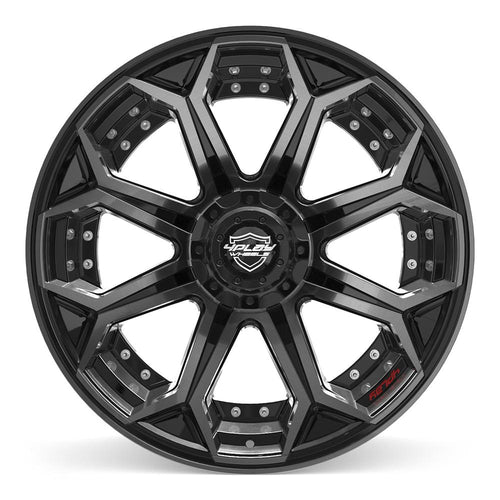 4PLAY 4P80R 22x12 6x135 + 6x139.7 -44et Gloss Black Brushed with Tinted Clear Wheel - View 2