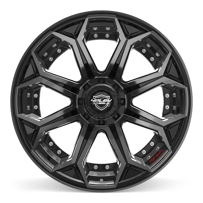 4PLAY 4P80R 22x12 6x135 + 6x139.7 -44et Gloss Black Brushed with Tinted Clear Wheel - View 2