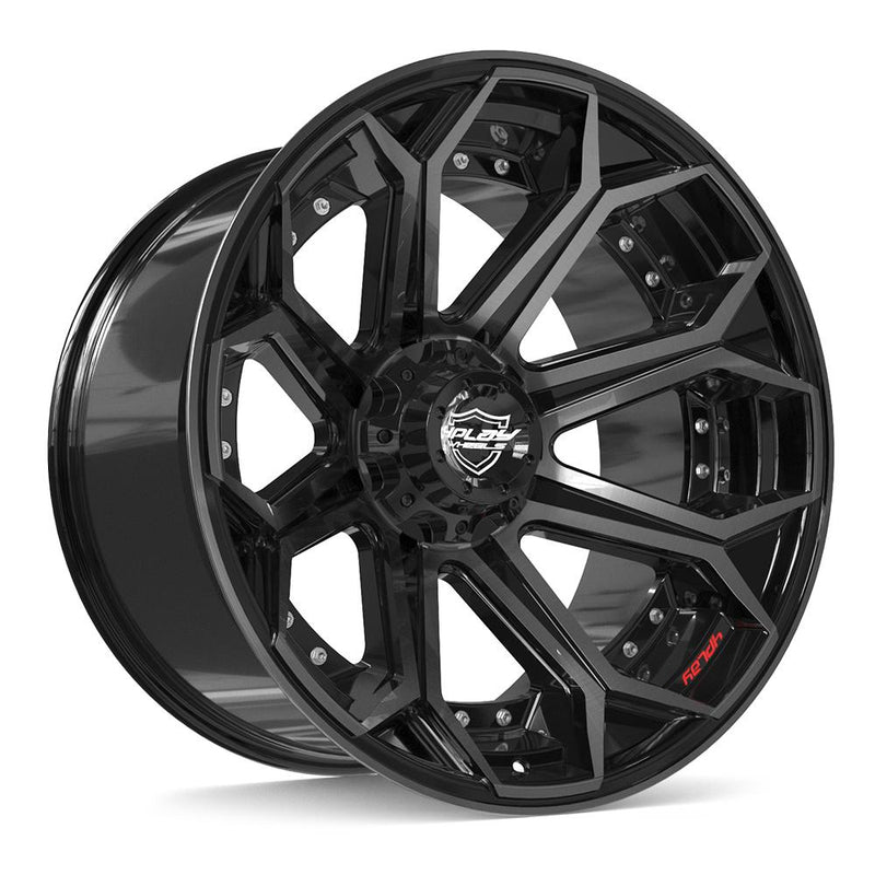 4PLAY 4P80R 22x12 6x135 + 6x139.7 -44et Gloss Black Brushed with Tinted Clear Wheel