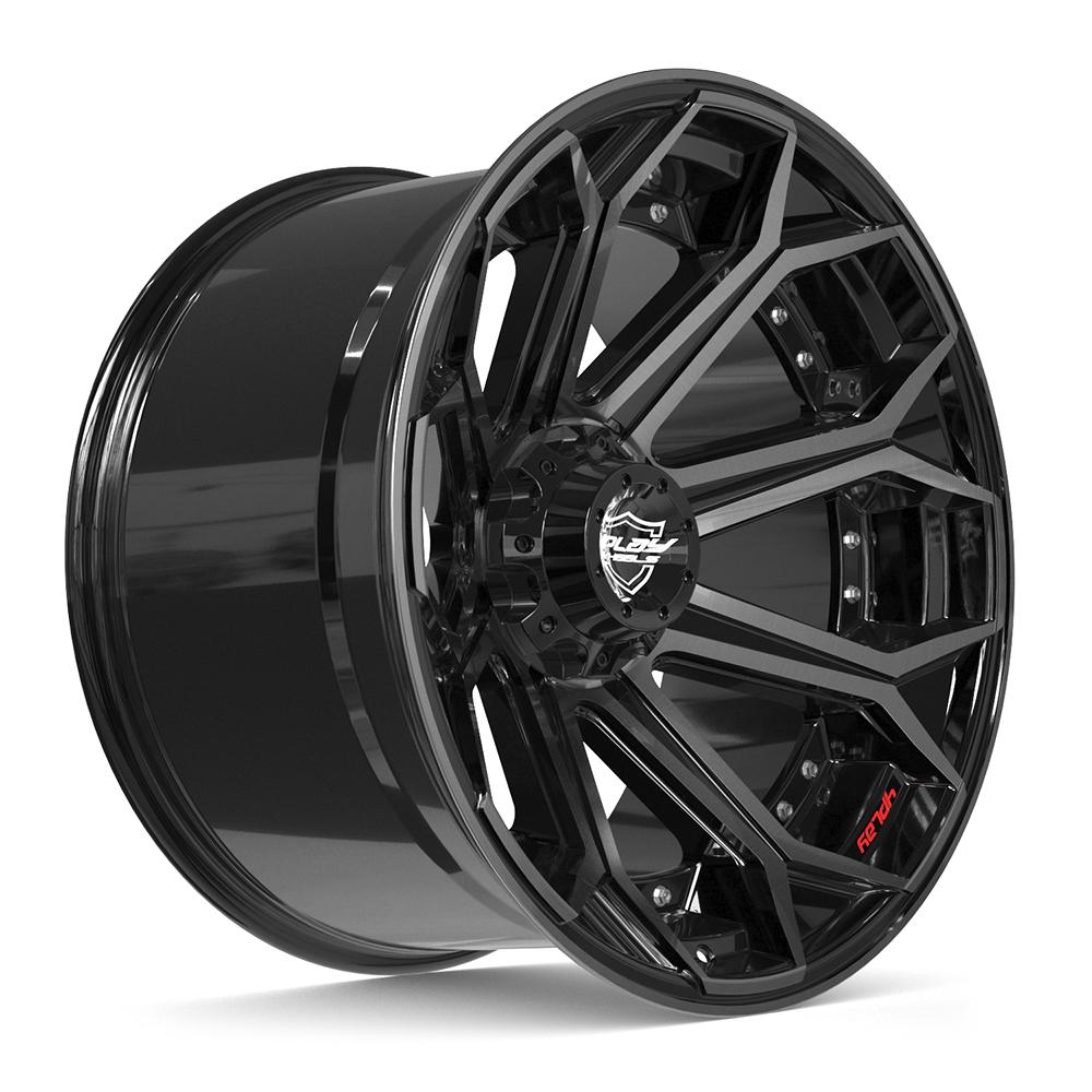 4PLAY 4P80R 22x12 6x135 + 6x139.7 -44et Gloss Black Brushed with Tinted Clear Wheel - View 3
