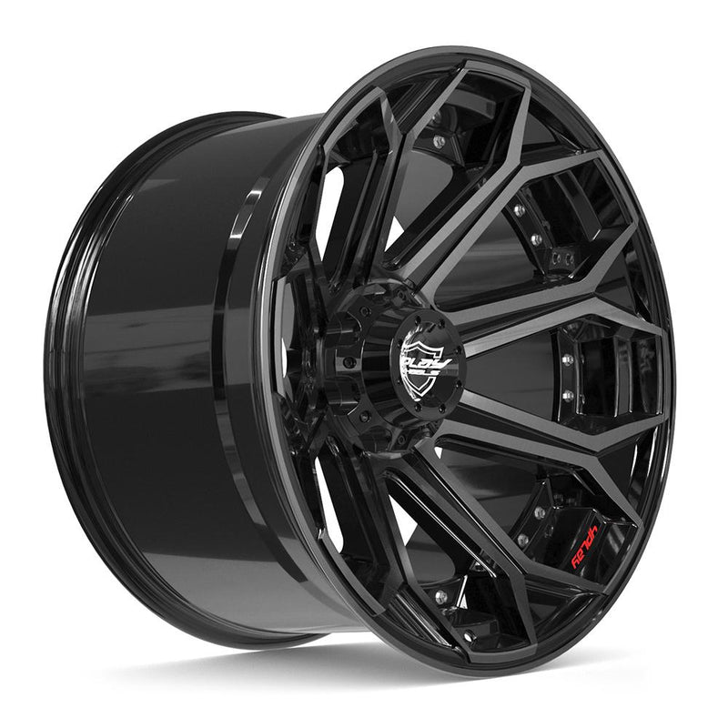 4PLAY 4P80R 22x12 6x135 + 6x139.7 -44et Gloss Black Brushed with Tinted Clear Wheel - View 3