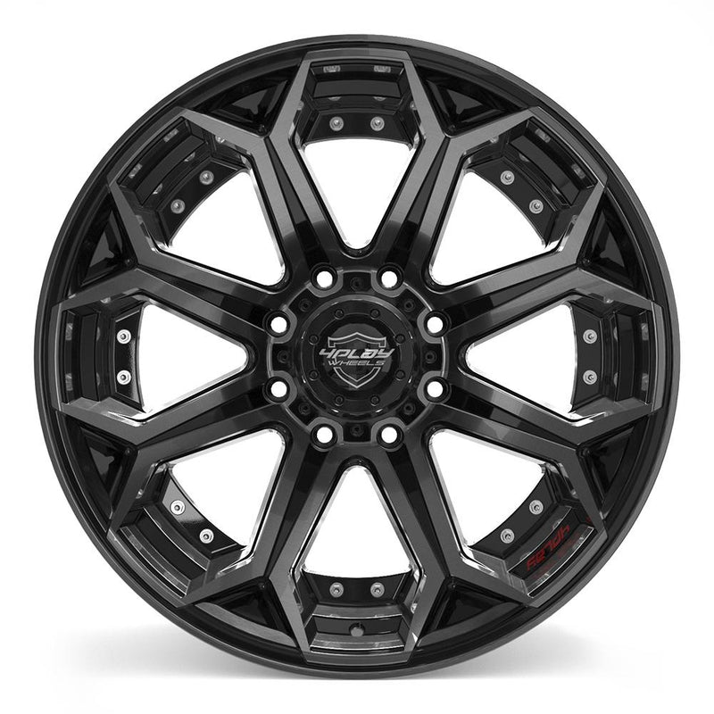 4PLAY 4P80R 22x12 8x180 -44et Gloss Black Brushed with Tinted Clear Wheel - View 2