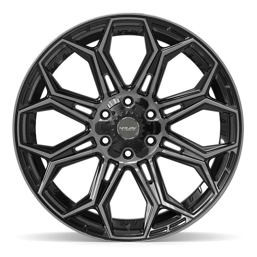 4PLAY 4P83 22x9 6x135 + 6x139.7 12et Gloss Black Brushed with Tinted Clear Wheel - View 2